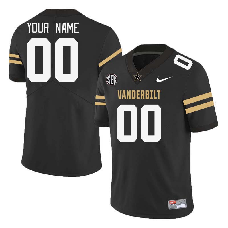 Custom Vanderbilt Commodores Name And Number College Football Jerseys Stitched-Black - Click Image to Close